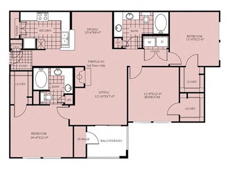 two story floor plan of a house with bedrooms and baths